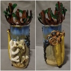 Vase w/ glass top & octopus 