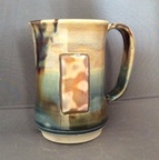 Mug w/ 2 stained pink glass 